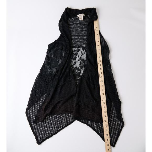 Vtg Y2K Mod'Land Sheer Vest Knit Lace Goth Boho Whimsigoth Fairy Grunge Womens M - Picture 3 of 8